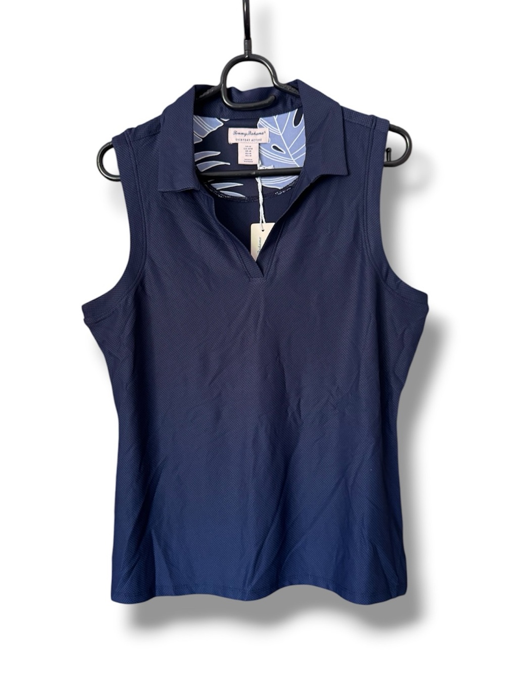 Tommy Bahama Women's Sleeveless Polo Tank - Royal Blue with Leaf-Print Lining